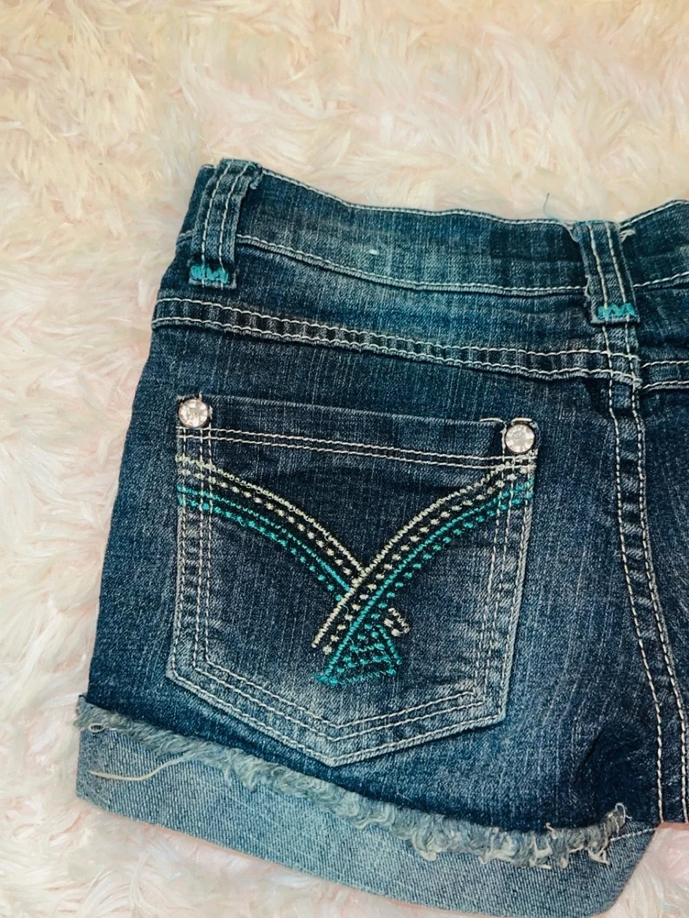 Vigoss Dark Indigo Rolled Hem Denim Shorts